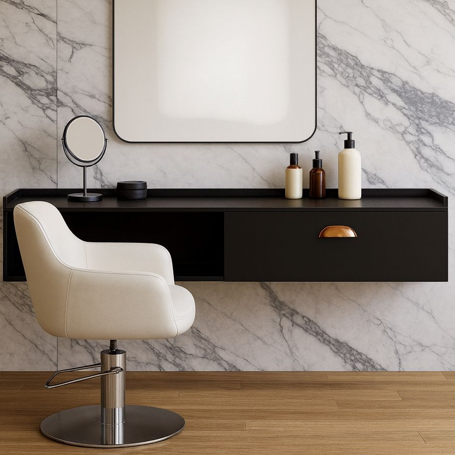 Bancada Suspensa 92cm com 1 Porta e Nicho – Ideal para Cabeleireiro ou Barbearia