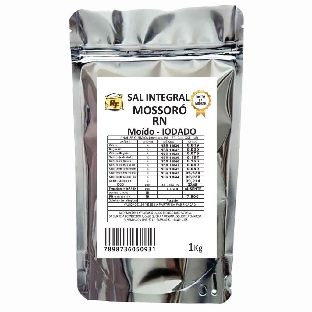 Sal integral de Mossoró - RN Moido iodado 1kg em Oferta na Shopee