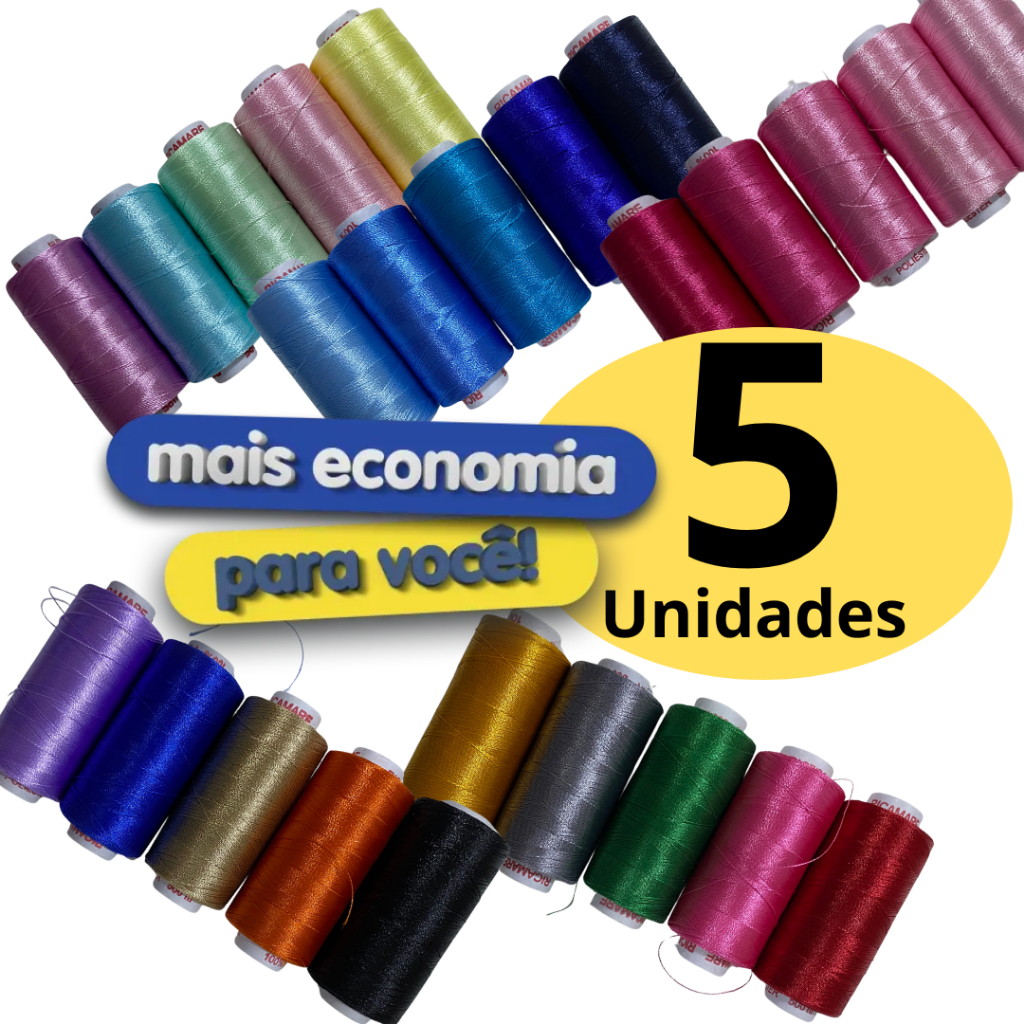 Kit 5 Retros Linha RICAMARE Para Bordado - 500m em Oferta na Shopee