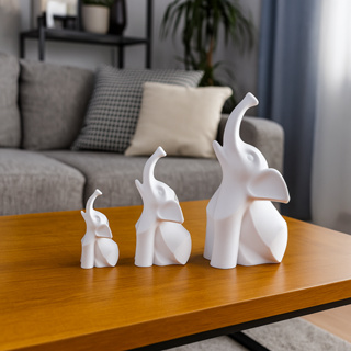 Conjunto 3 Elefante Roma Decoração Branco Estatueta Decorativa de Ambientes Enfeite Presente em Oferta na Shopee