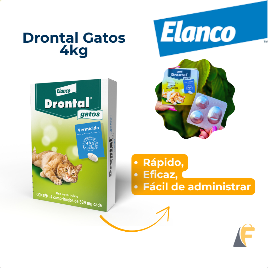 Vermífugo Drontal Gatos 4kg Caixa 4 Comprimidos Elanco em Oferta na Shopee
