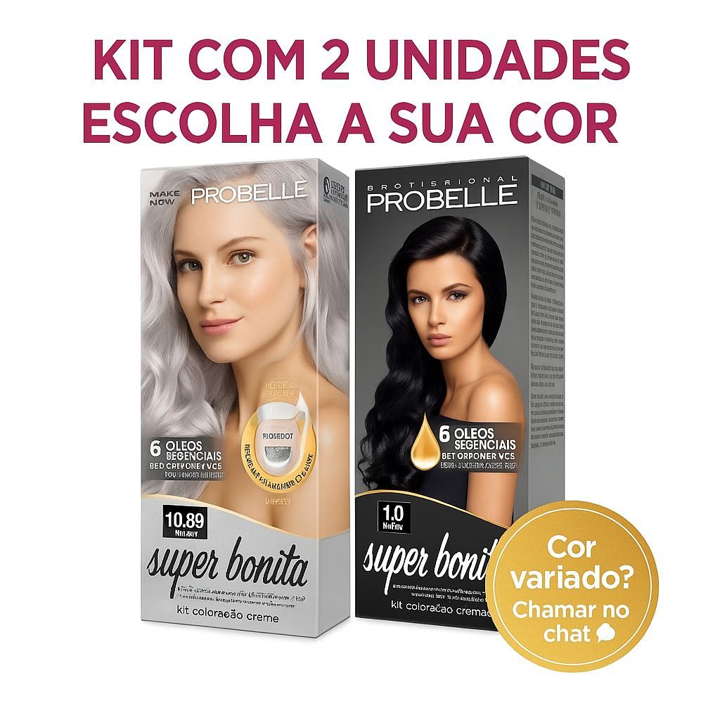 KIT  2 COLORAÇÃO SUPER BONITA  PROBELLE - 50g-com Amônia Alta cobertura -ESCOLHA SUAS CORES em Oferta na Shopee