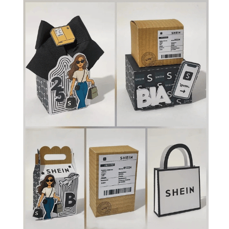 KIT CAIXINHAS PERSONALIZADAS RAINHA DA SHEIN - LEMBRANCINHAS PARA FESTA - ENVIO DESMONTADO