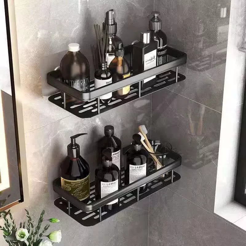 1/2 Peças Suporte de Canto e Reta Porta Shampoo Prateleira Para Banheiro Organizador com Adesivo — imagem 1