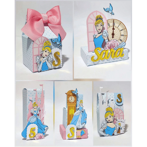 KIT CAIXINHAS PERSONALIZADAS CINDERELA - LEMBRANCINHAS PARA FESTA - ENVIO DESMONTADO