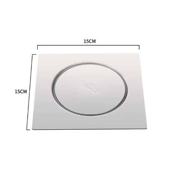 Ralo Clik quadrado,15cm, para banheiro/lavabo,cozinha, filtro anti-odor, com tampa de ralo de piso