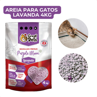 Areia Para Gato Biodegradável Puple Moon Granulado Fragância Lavanda Great Pets 4kg em Oferta na Shopee
