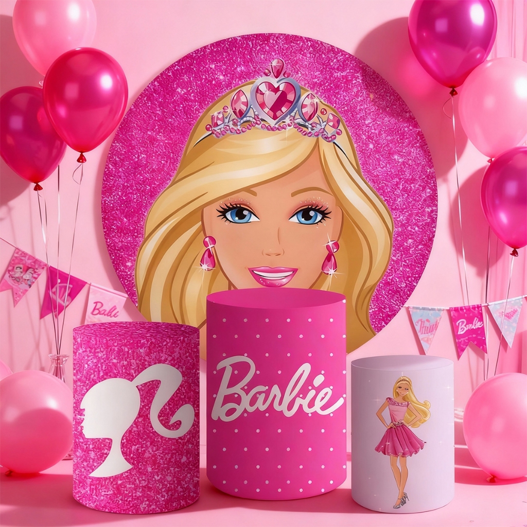 Capas Painel Redondo Trio de Cilindro Boneca Rosa em Oferta na Shopee