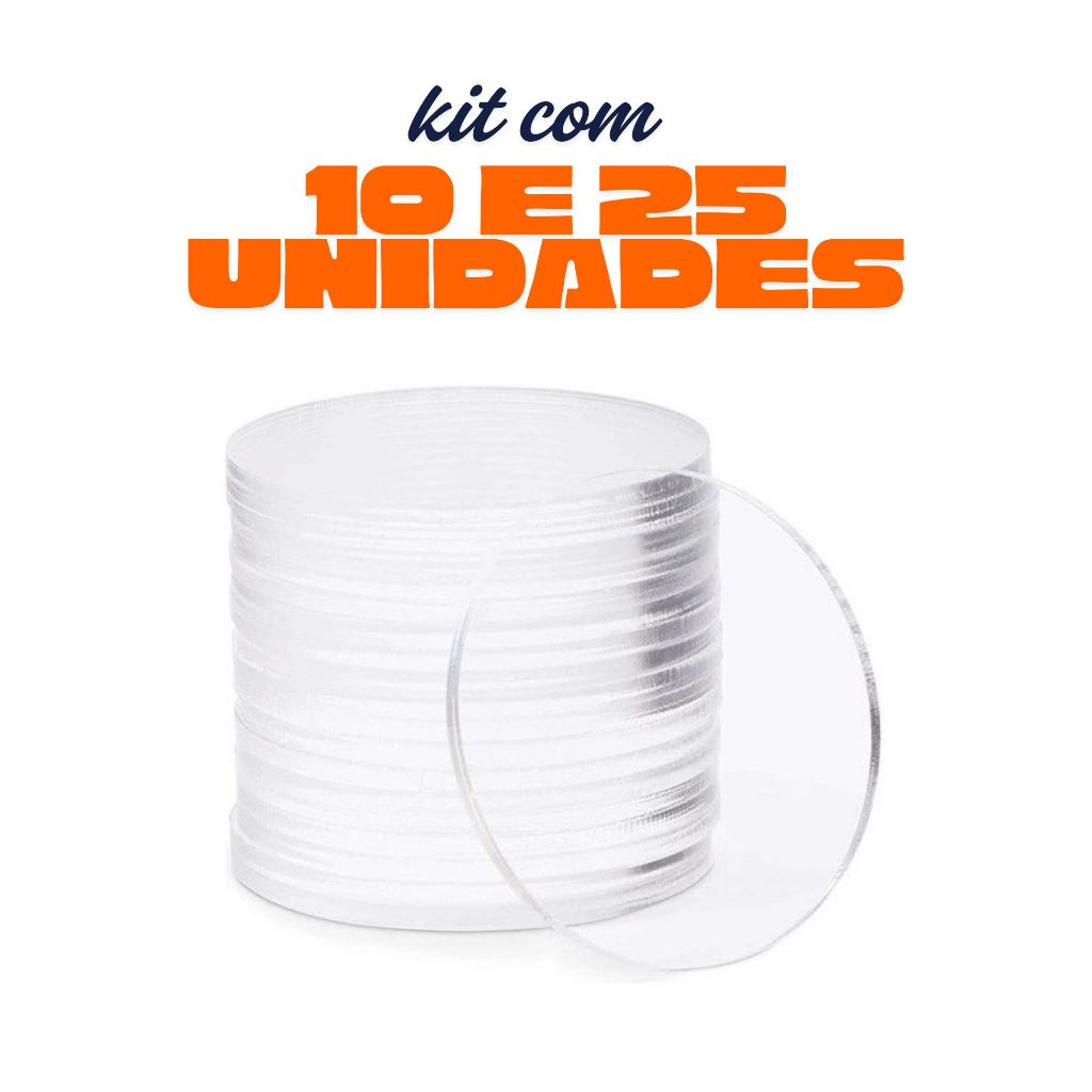 Kit Base Redonda Transparente Acrílico 5cm Para Biscuit Artesanato