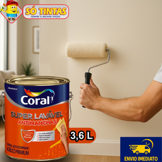 Tinta Acrílica Premium Coral Super Lavável 3,6L, Sem Cheiro Secagem Rápida Acabamento Profissional em Oferta na Shopee