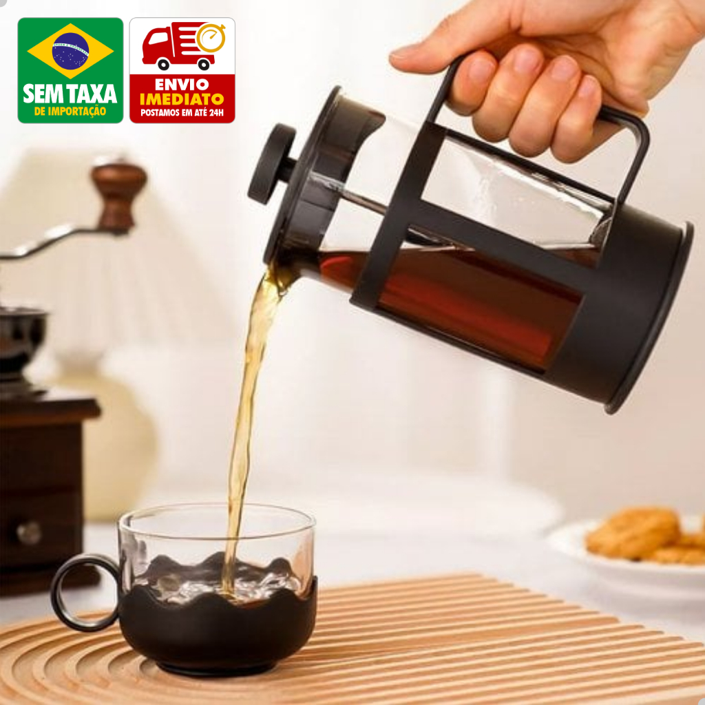 Prensa Francesa Amigold 300ml Cafeteira de Vidro para Café Encorpado e Aromático