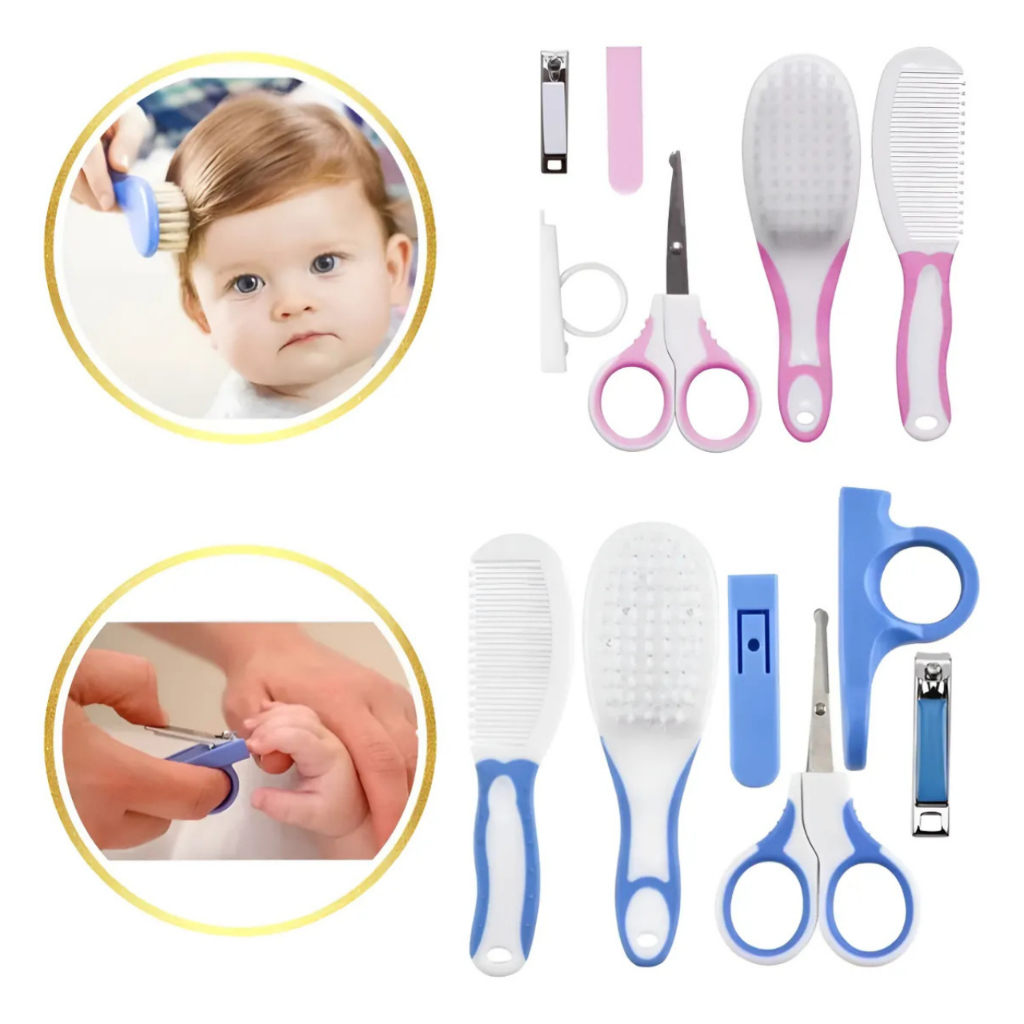 Kit Higiene Bebê Cortador Unhas Tesoura Pente Cuidados Recém Nascido