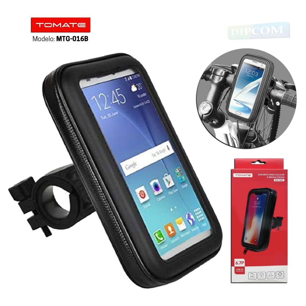 Suporte Para Moto e Bicicleta 6.3P Com Saída USB - Suporte Resistente a Àgua [Tomate MTG-016M]
