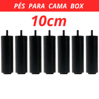 Pés Para Cama Box 10cm Pé de Cama Box Pezinho Madeira Maciça Casal ou Solteiro - Cor Preto em Oferta na Shopee