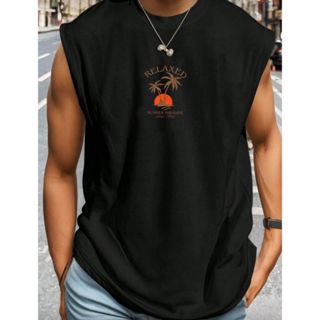 Regata Masculina Oversized Estilo Machão Verão Academia Estampado Relaxed Preto ou Branco em Oferta na Shopee
