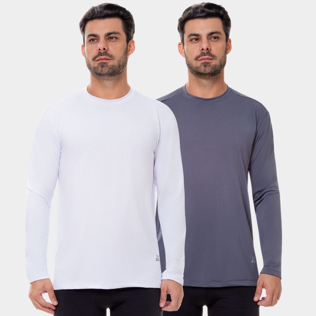 Kit 2 Camisas Masculina Manga Longa Proteção Solar Uv Térmica Esportes Academia