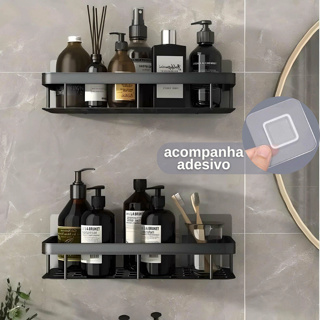 1/2Kit Suporte De Banheiro De Shampoo Rack Organizador Alta Qualidade Prateleiras Sem Furo Premium em Oferta na Shopee