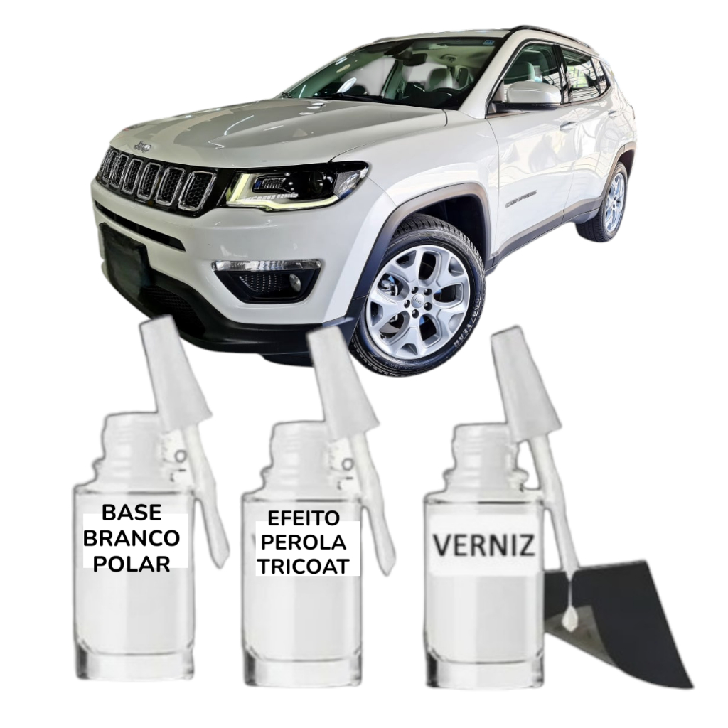 Tira Risco Automotivo Branco Polar Tricoat Perolizado Jeep Renegade/Compass # etapas + Verniz Automotivo 10ml