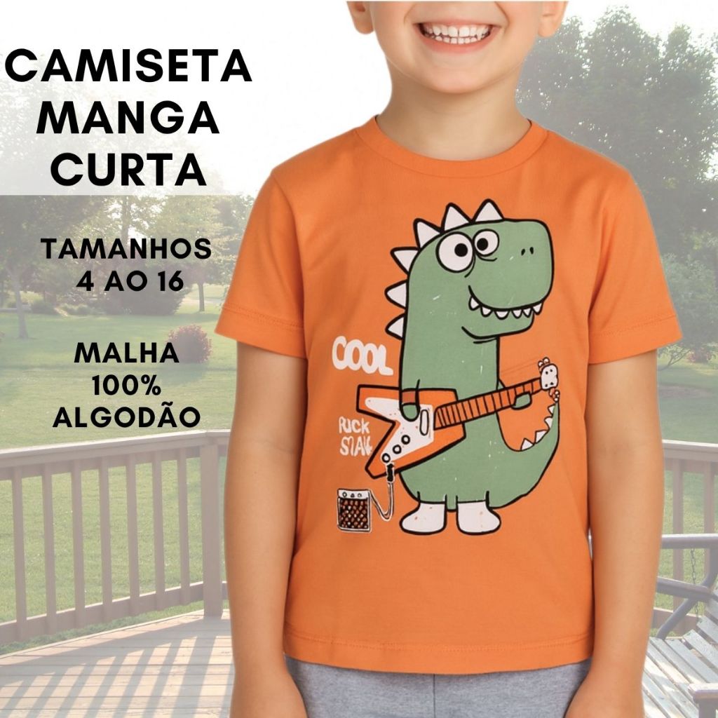 Camiseta Infantil Menino Camisa Juvenil Blusa Estampada Manga Curta 100% Algodão 3200-A