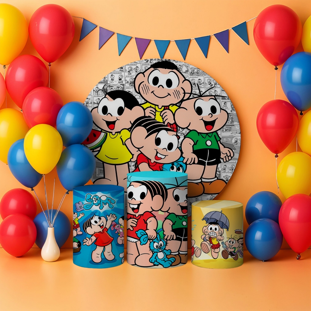 Kit Painel Trio Cilindros Turma Gibi Monica Festa em Oferta na Shopee