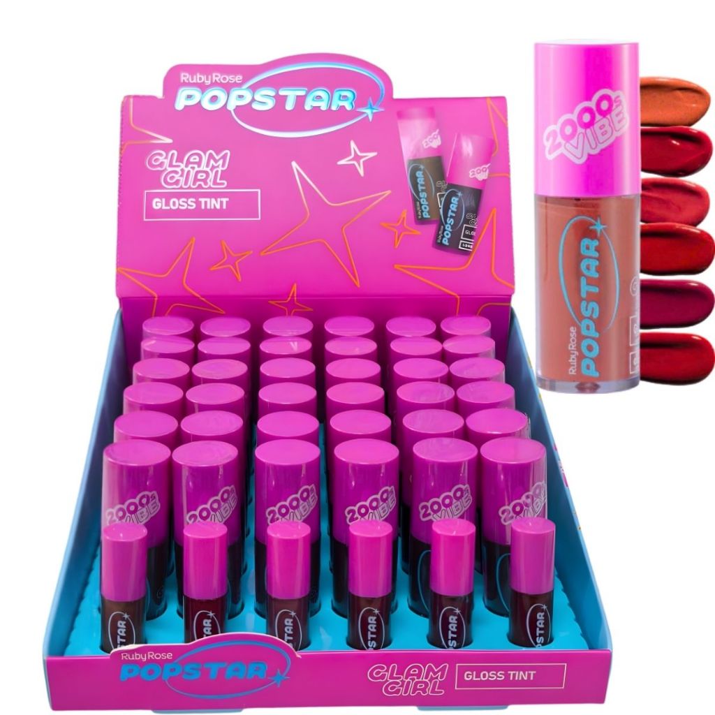 Gloss Tint Glam Girl- Ruby Rose- Pop Star HBL6603 Box C/36 Peças