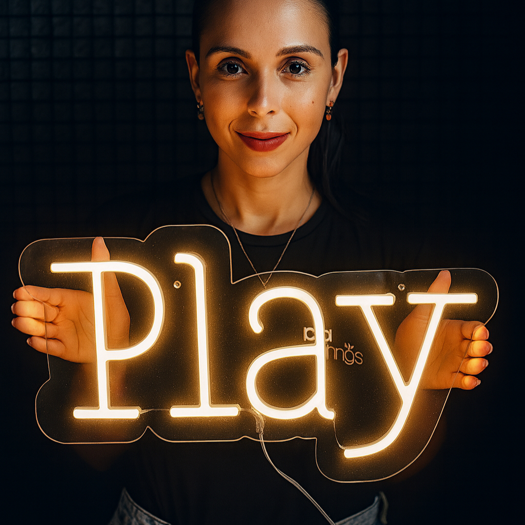 Luminária Neon Led Play 46x26cm , painel neon para gamer play