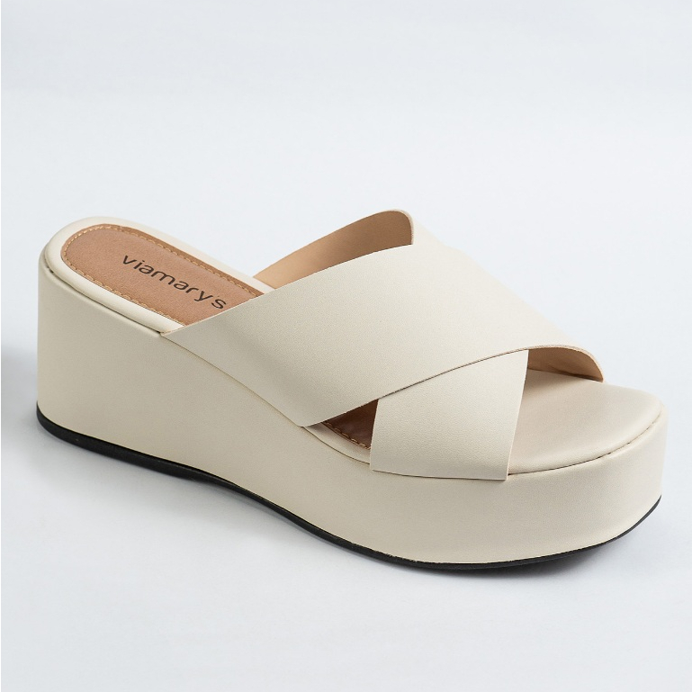 TAMANCO LARA anabela feminina sandalia flatform plataforma meia pata dia a dia off white