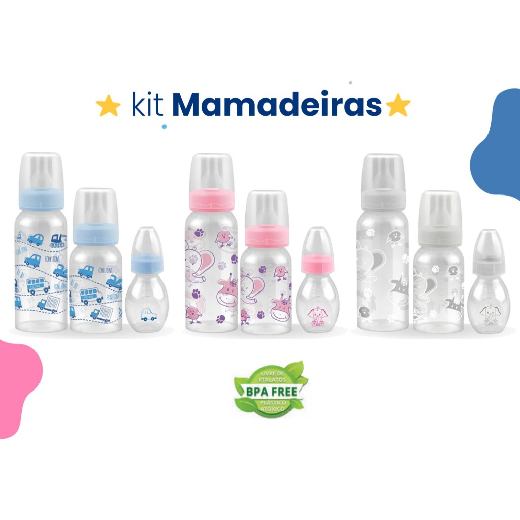 Kit mamadeira Bico de Cristal Anplas c/ 03 unidades - 60mL - 140mL - 240mL Bebê Criança em Oferta na Shopee