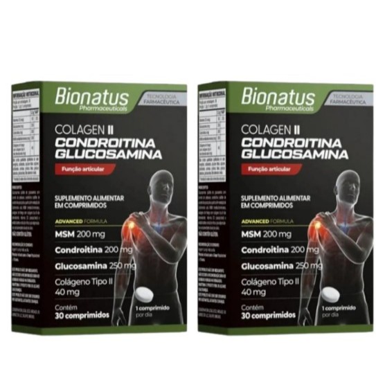 Kit Com 2 - Colágeno Tipo II + Condroitina + Glucosamina De 30 Comprimidos em Oferta na Shopee