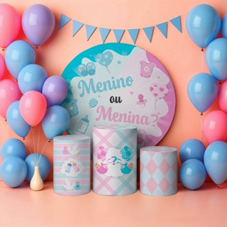 Kit Capas Painel Redondo Trio de Cilindro Chá De Bebê Revelação em Oferta na Shopee