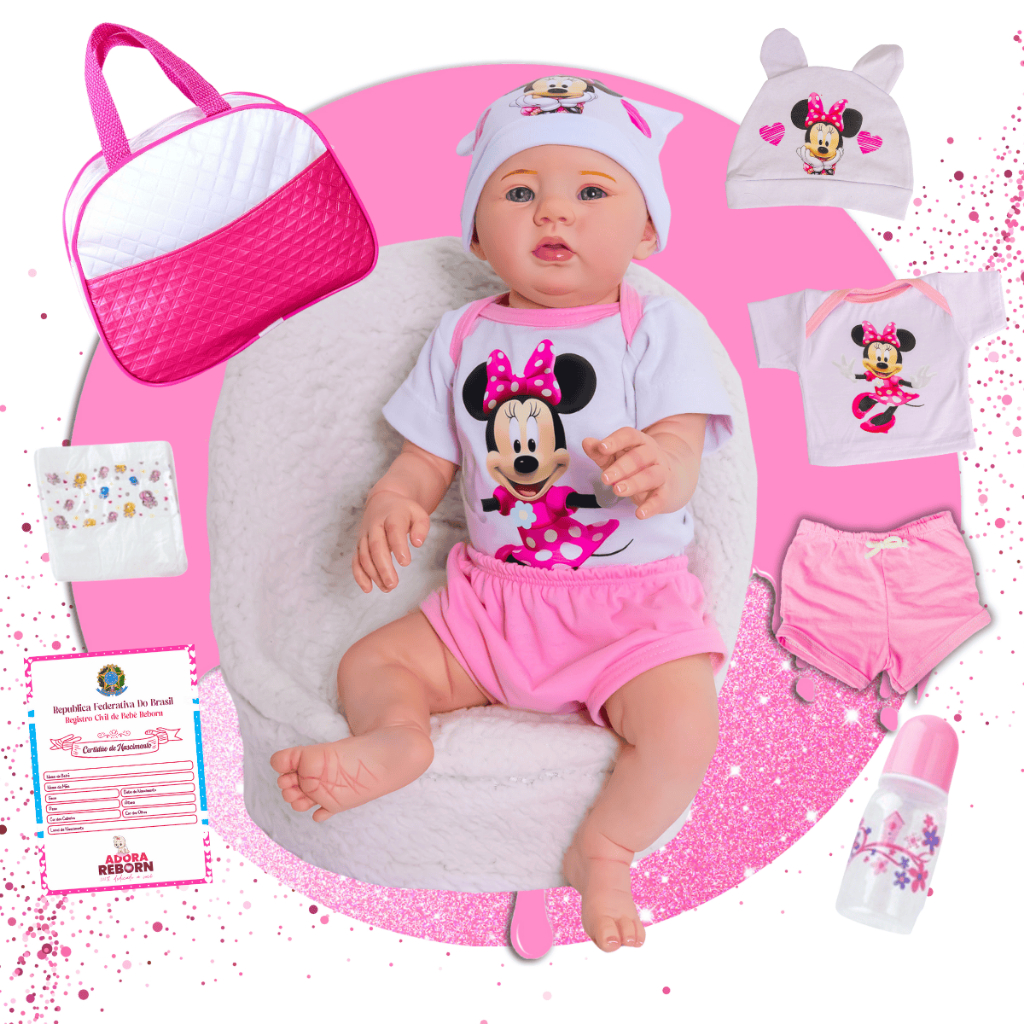 Bebê Boneco Reborn Realista Abigail Minnie Recém-Nascido com Bolsa Maternidade Corpinho Em Silicone Promoção