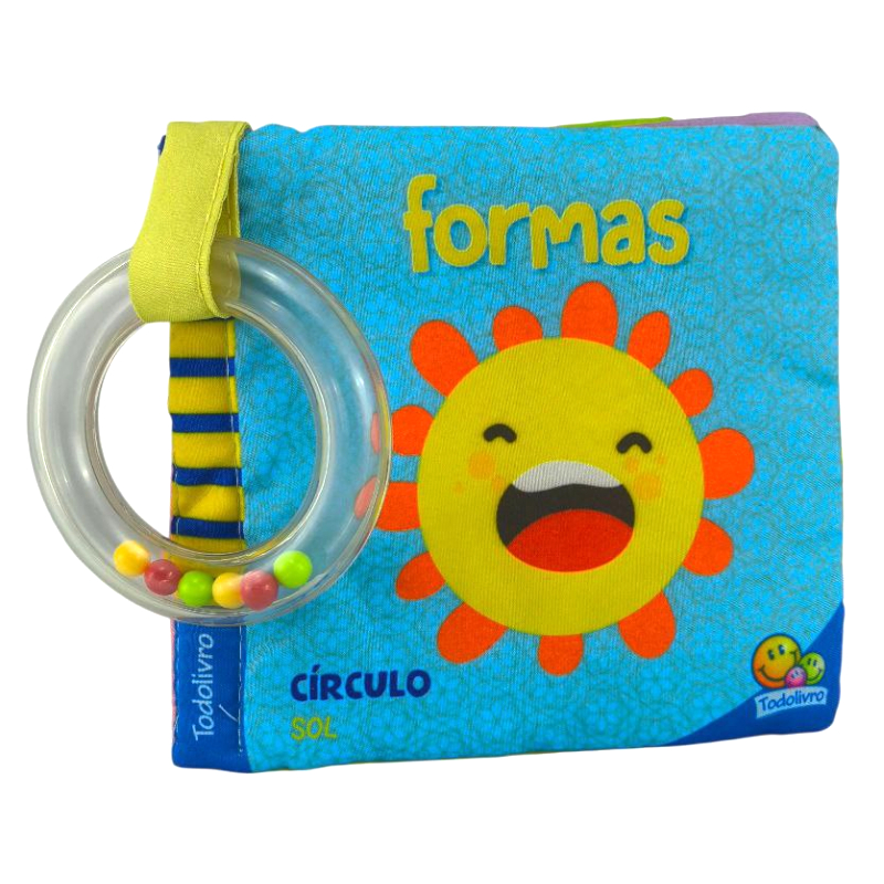 Livro de Pano para o Bêbe - FORMAS - Vem com chocalho Argola - Extremamente Macio! em Oferta na Shopee