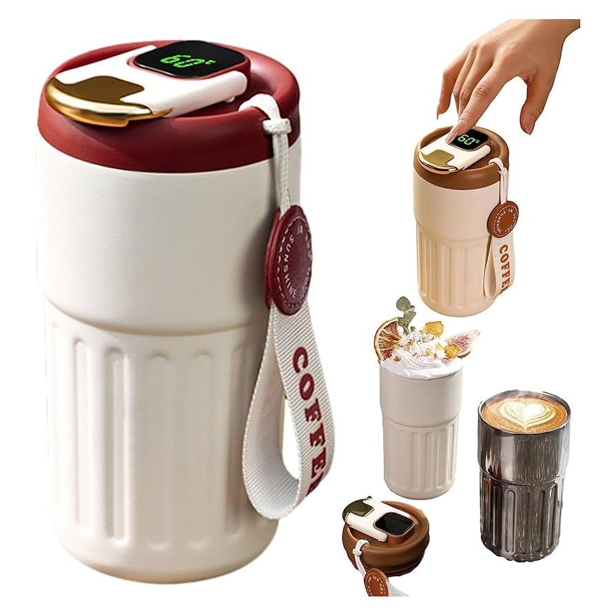 Copo térmico inteligente de 450ml Xícara, caneca de café e chá em aço inoxidável copo de isolamento em Oferta na Shopee
