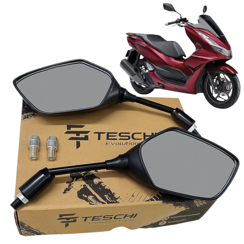 Par Retrovisor Teschi Com adaptadores Compatível Honda PCX 2019 2020 2021 2022 2023 2024 2025 Lente Convexa
