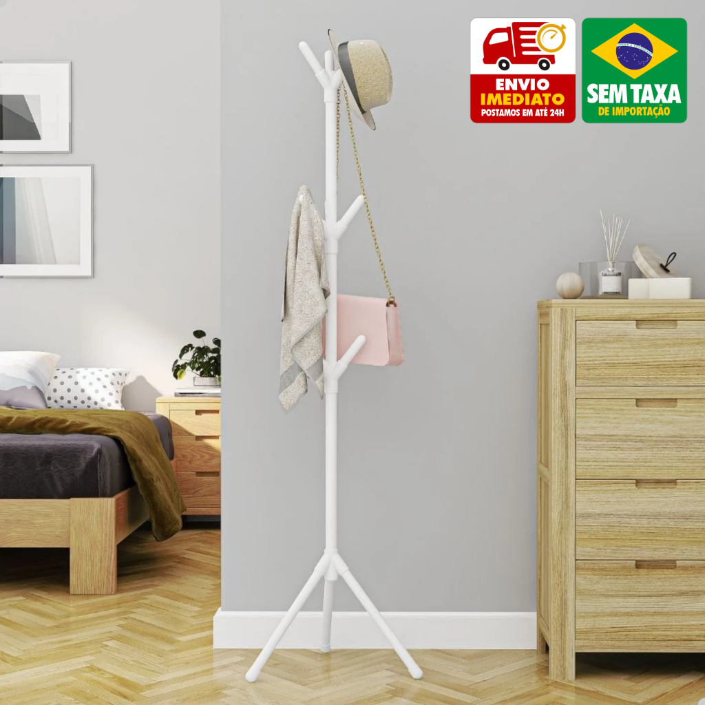 Organizador Mancebo Cabideiro Amigold 5021 9 Ganchos Para Casaco, Chapéu e Bolsa em Oferta na Shopee