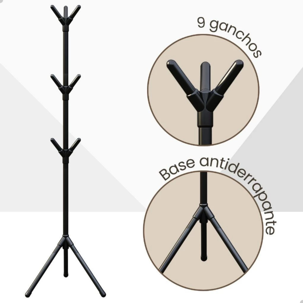 9 Ganchos Mancebo Cabideiro 9 Ganchos  De Chão Organizador Roupas Casaco Bolsa Chapéu