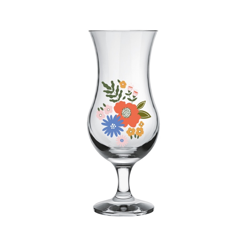 Taça de vidro personalizada com flores para coquetel 355ml transparente decorada taca de drinks cerveja água flor