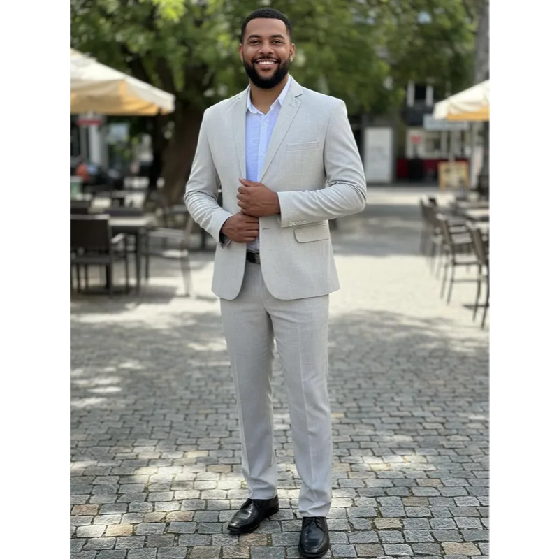 Terno Slim Masculino - Paletó + Calça - Microfibra Melange