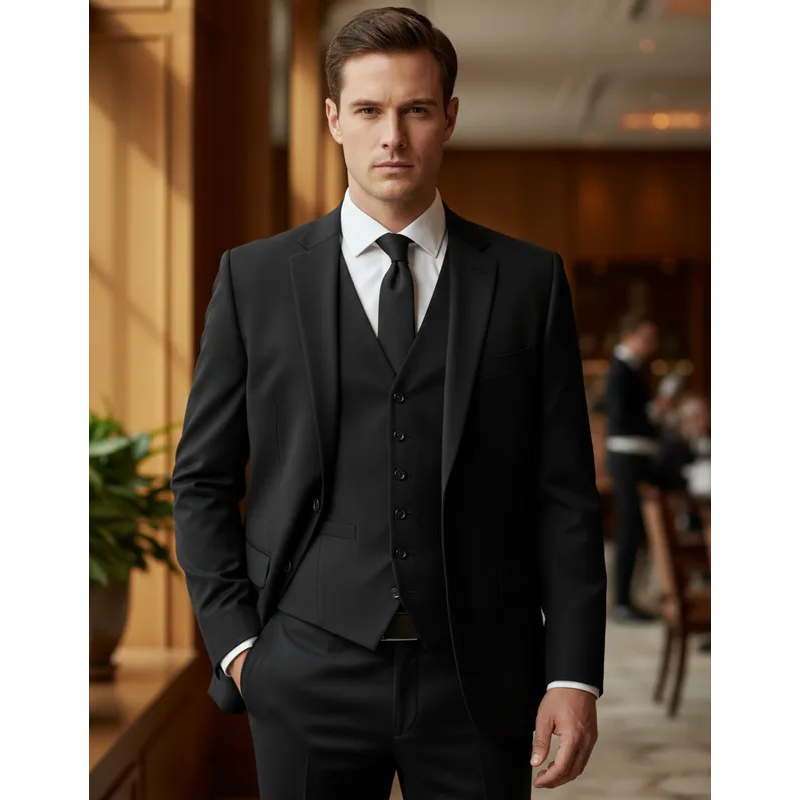 Terno Italiano Slim Completo - Kit Paletó + Colete + Calça - Look Night