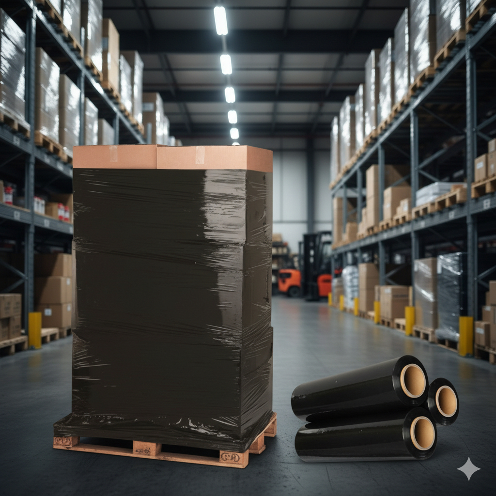 Kit 2 Rolos Stretch Filme Preto 50cm x 300m – Alta Resistência Ideal para E-commerce Pronto Entrega