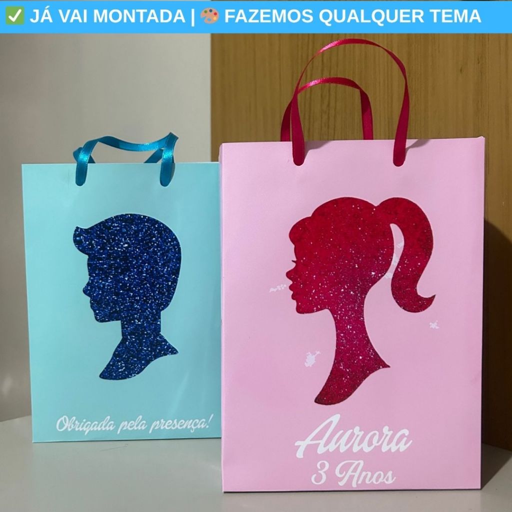 Sacolinha Personalizada Surpresa Barbie e Ken Tema Festa Infantil | Lembrancinha Aniversá…