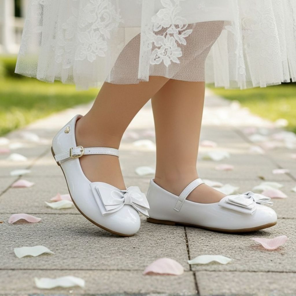 Sapatilha Infantil Feminina Laço Social Sapato Menina Batizado Daminha Confortável Branco Preto Nude em Oferta na Shopee