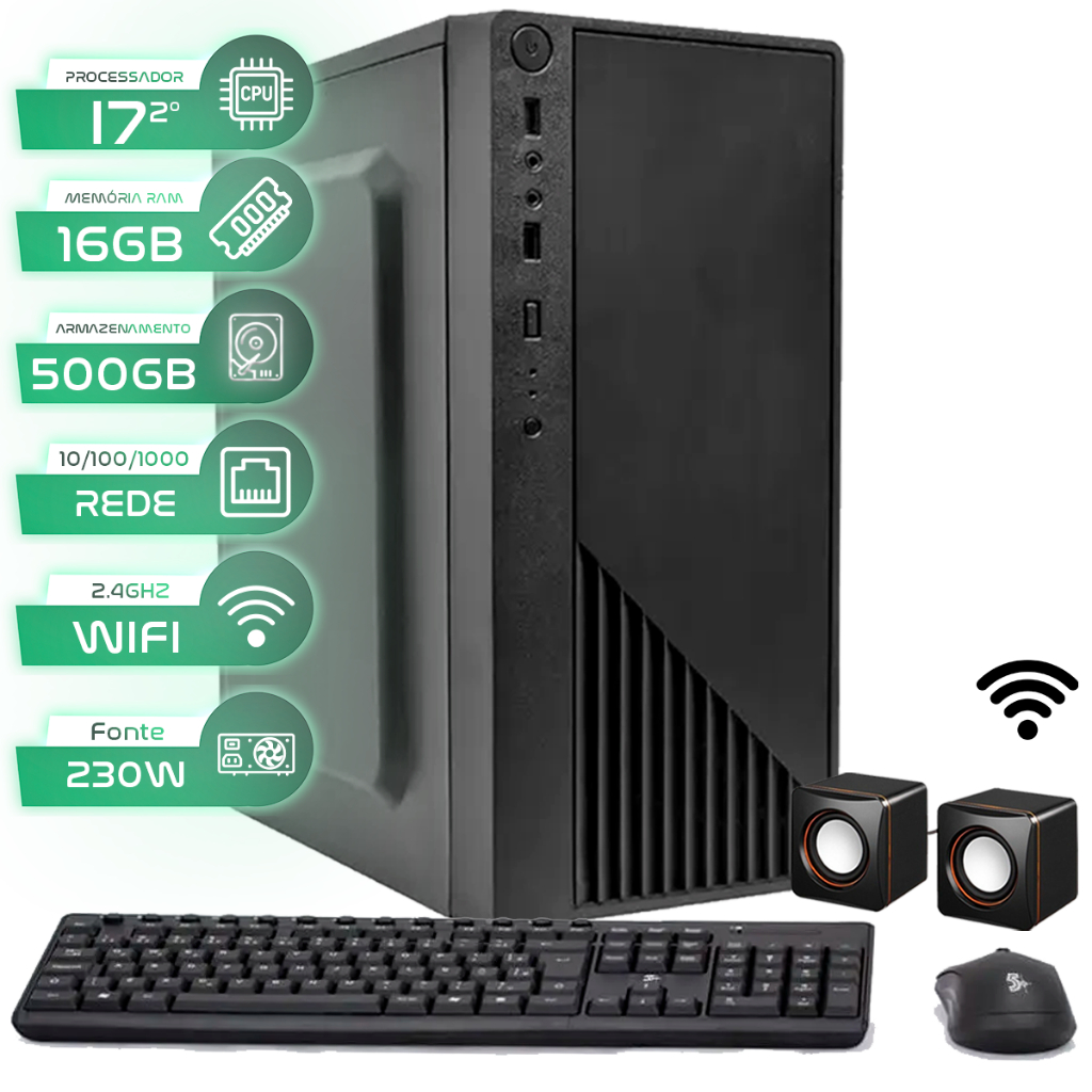 Computador Intel Core I7 Ram 16gb Hd 500GB - Teclado Mouse Som