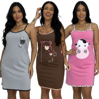 Camisola Feminina Alcinha Estampada / Camisola de Malha