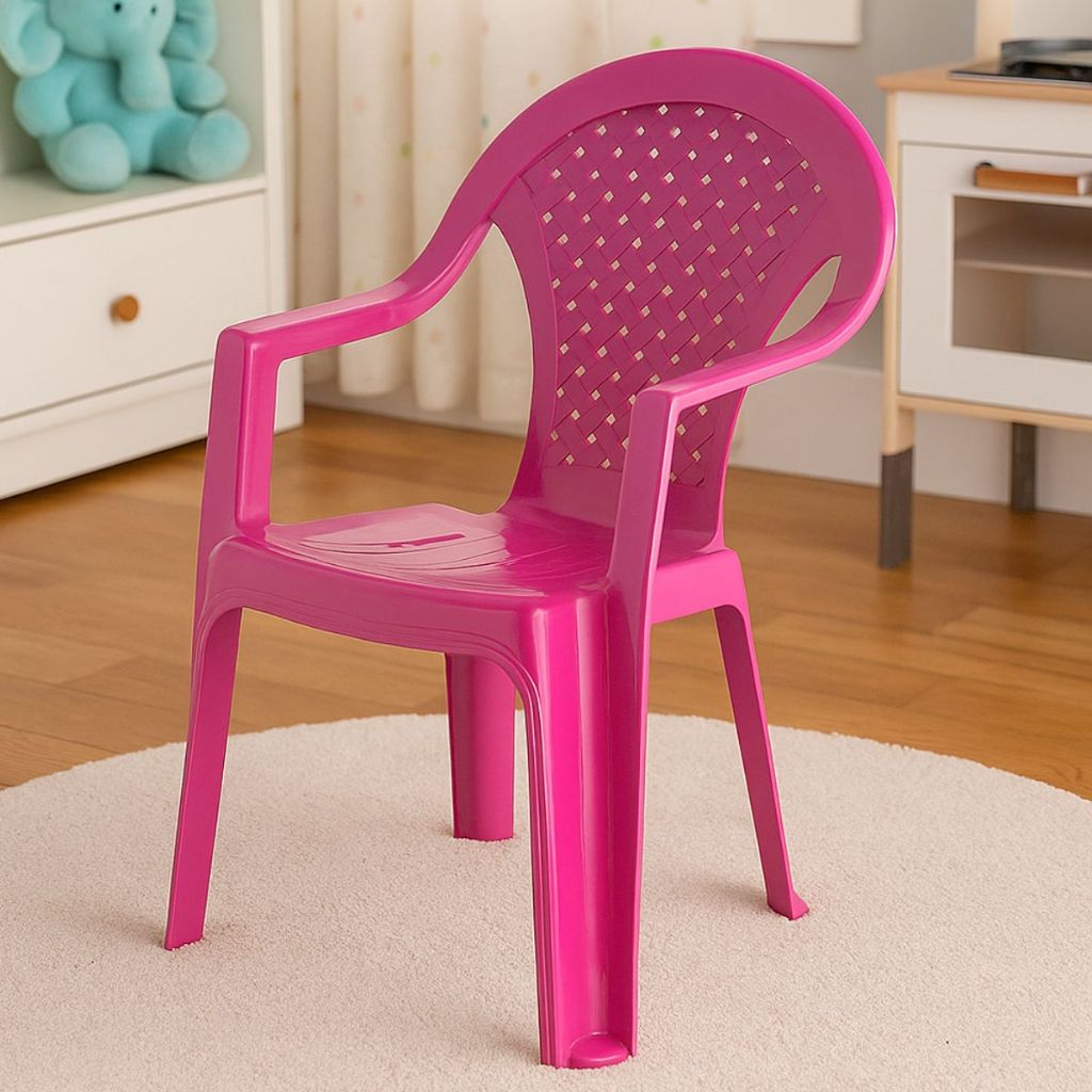 Poltrona Infantil Rosa Em Plástico Resistente - Loja Viva Decor & Utilidades