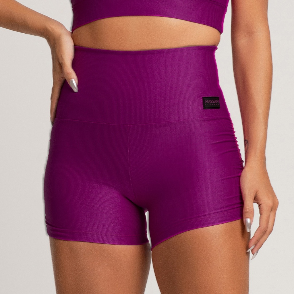 Short Poliamida Canelado Roxo Massam Fitness