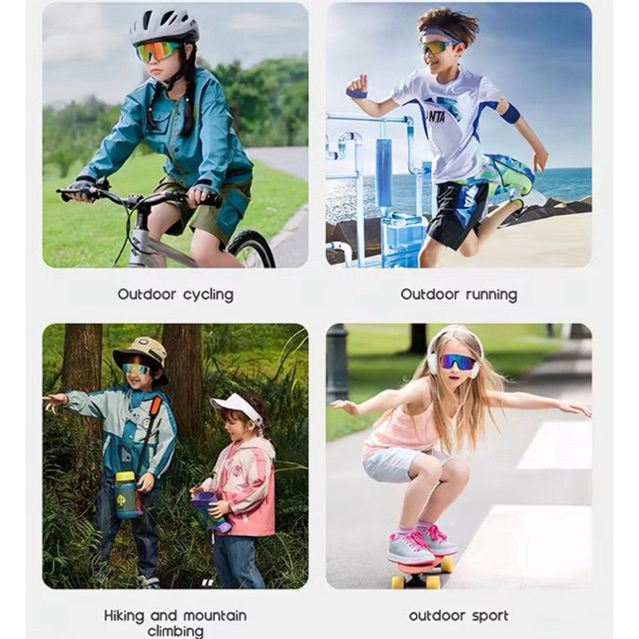 Óculos De Sol Ciclista Infantil Proteção UV400 Menino E Menina para Esportes Ao Ar Livre Armação Flexível