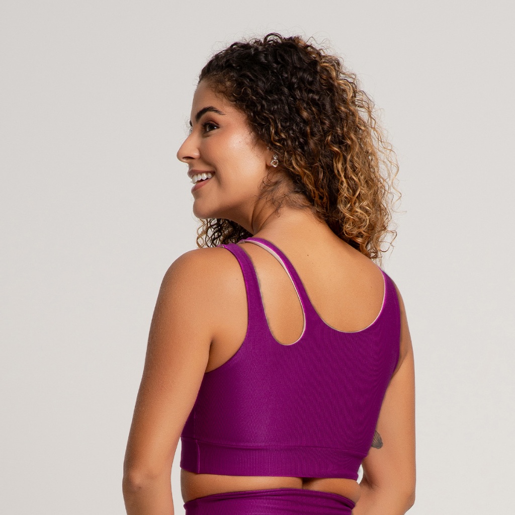 Top Poliamida Canelado Roxo Massam Fitness