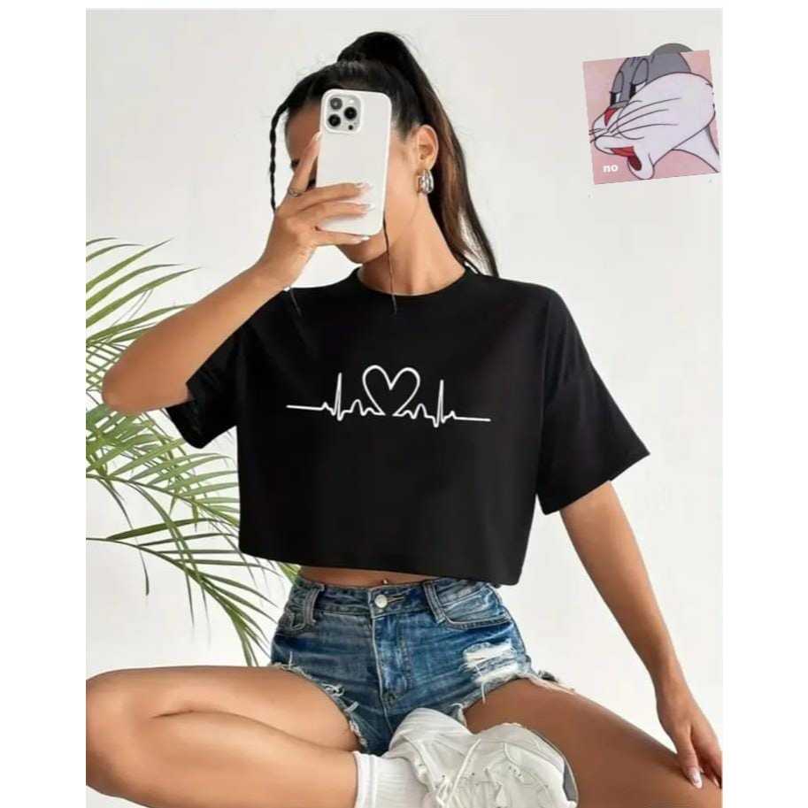 Cropped Oversized Estampas Diversas Camisa StreetWear Camiseta Feminina Blusa 100% Algodão