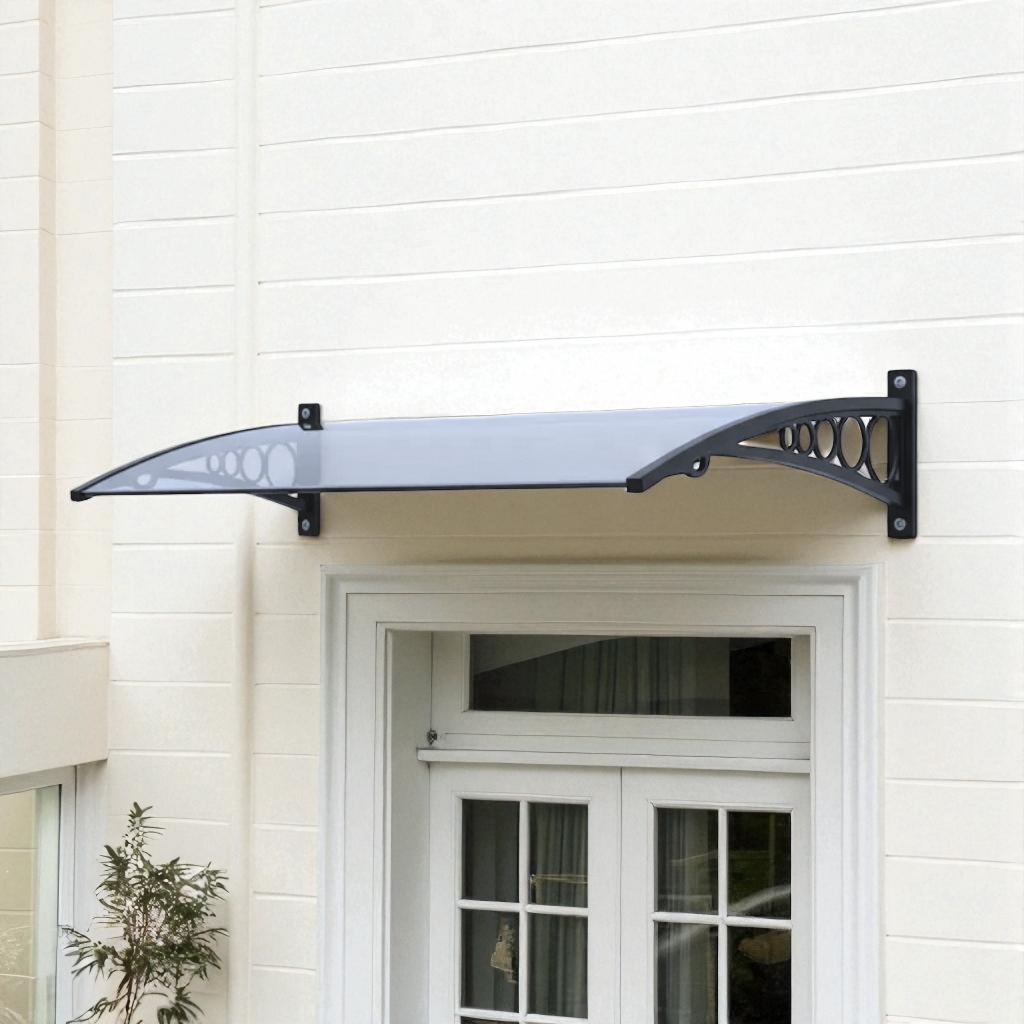 Toldo Policarbonato Slim 100cm x 50cm Cobertura Contra Chuva P/ Janelas Portas Resistente a Raios UV